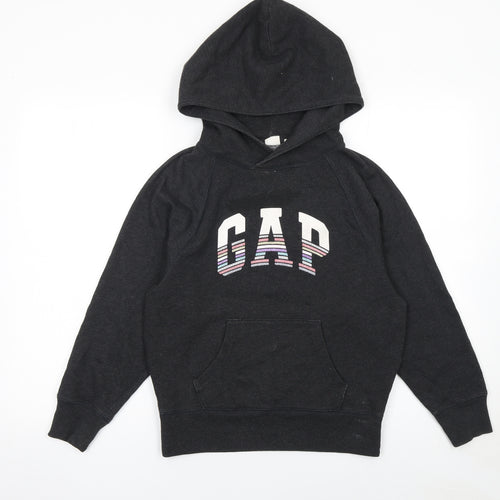 GAP Womens Black XS Pullover Hoodie Cotton Blend Logo Jumper