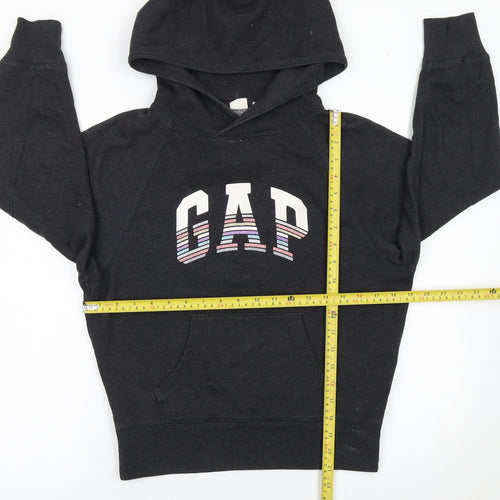 GAP Womens Black XS Pullover Hoodie Cotton Blend Logo Jumper