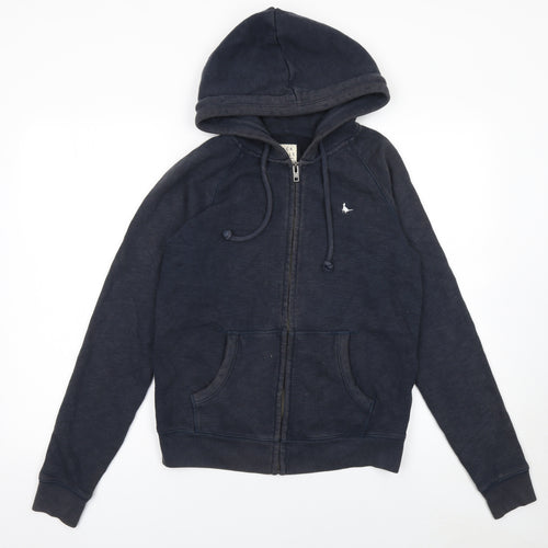 Jack Wills Womens Navy Blue Full Zip Hoodie Size UK 10 Cotton Casual