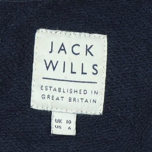 Jack Wills Womens Navy Blue Full Zip Hoodie Size UK 10 Cotton Casual
