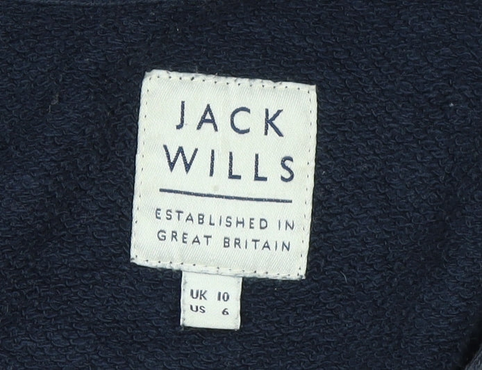 Jack Wills Womens Navy Blue Full Zip Hoodie Size UK 10 Cotton Casual