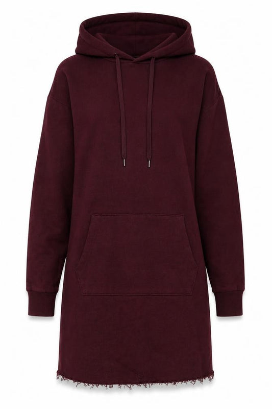 Front view of H&M Women Purple Hooded Long Sleeve Jersey T-Shirt Dress XS