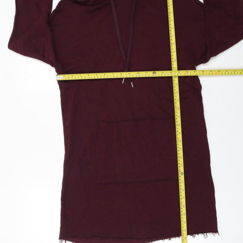 H&M Women Purple Hooded Long Sleeve Jersey T-Shirt Dress XS