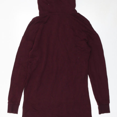 H&M Women Purple Hooded Long Sleeve Jersey T-Shirt Dress XS
