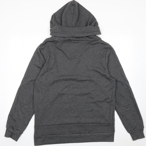 Shades of Black Men’s Grey Pullover Hoodie Size L High Neck Zip Detail