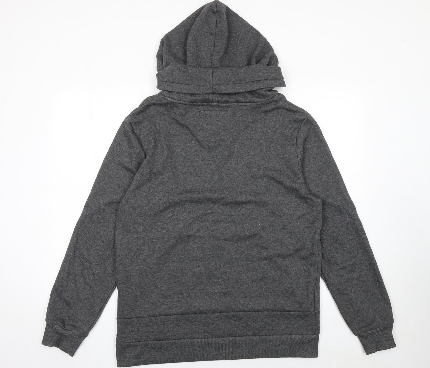 Shades of Black Men’s Grey Pullover Hoodie Size L High Neck Zip Detail