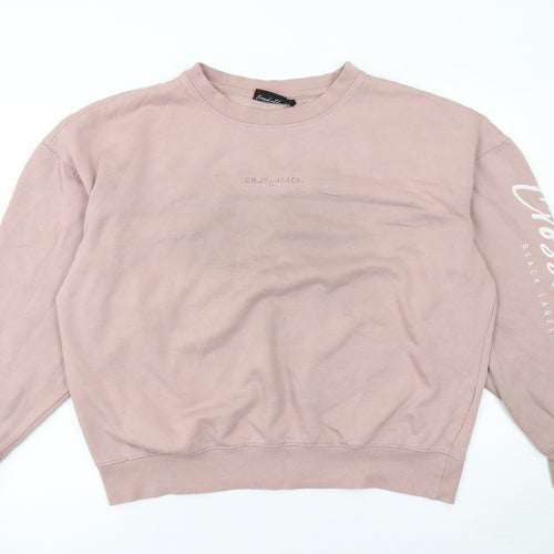Crosshatch Men’s Pink XL Pullover Sweatshirt Crew Neck Logo Print