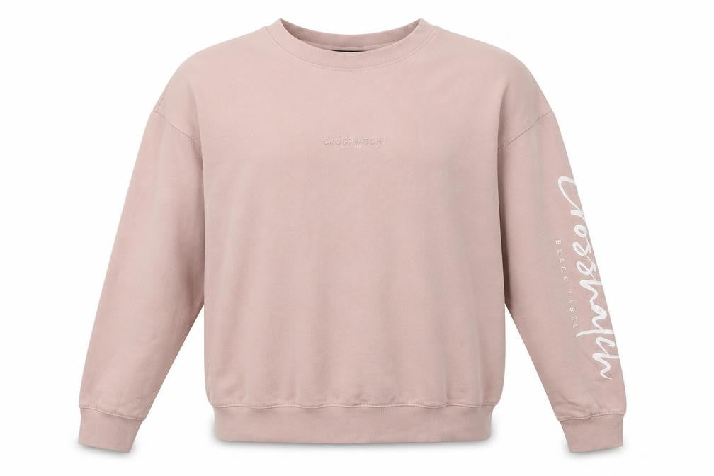 Front view of Crosshatch Men’s Pink XL Pullover Sweatshirt Crew Neck Logo Print