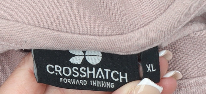 Crosshatch Men’s Pink XL Pullover Sweatshirt Crew Neck Logo Print