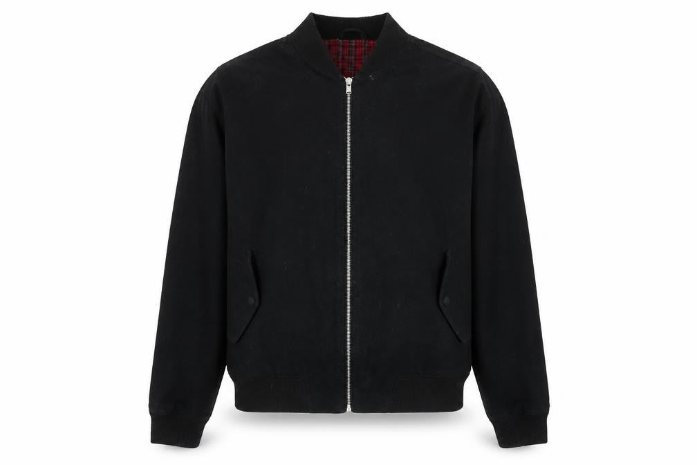 Topman Men's Black XL Bomber Jacket Cotton Full Zip Twill Casual