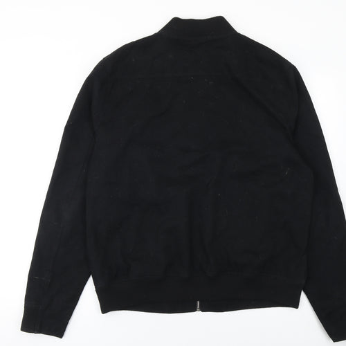 Topman Men's Black XL Bomber Jacket Cotton Full Zip Twill Casual