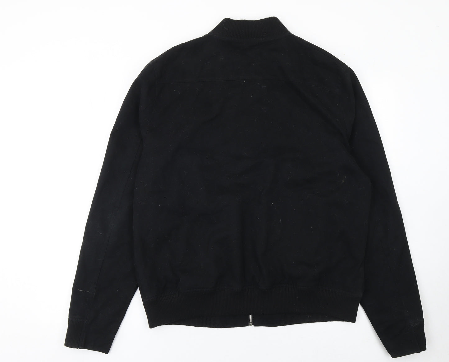 Topman Men's Black XL Bomber Jacket Cotton Full Zip Twill Casual
