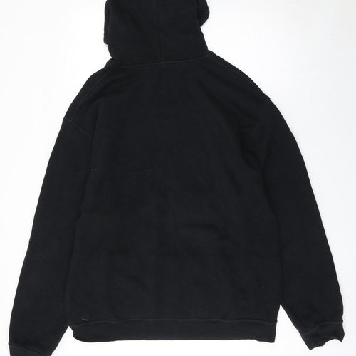 Logo Star Men's Black 2XL Pullover Hoodie with Graphic Print Mask Design
