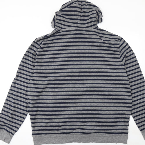 The Basics Men’s Grey Striped Pullover Hoodie 2XL Regular Fit