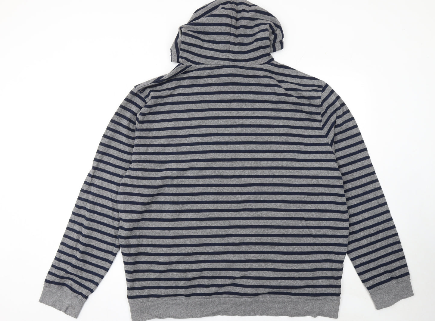 The Basics Men’s Grey Striped Pullover Hoodie 2XL Regular Fit