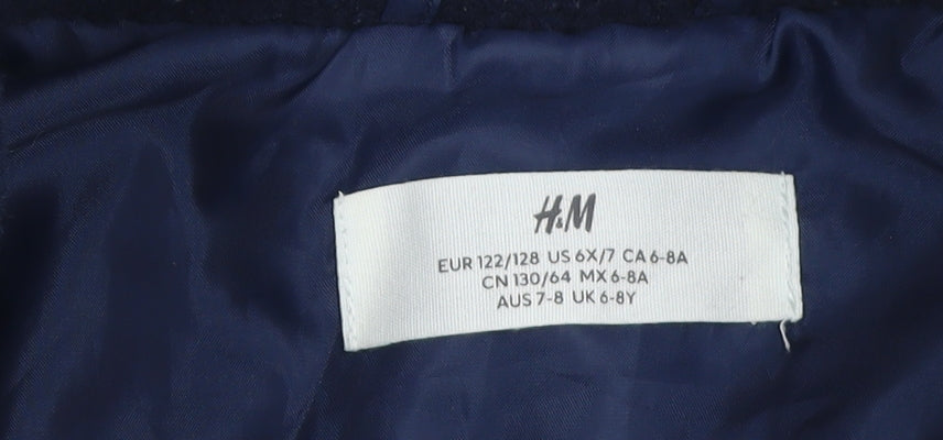 H&M Boys Blue Fleece Zip-Up Activewear Jacket 6-8 Years