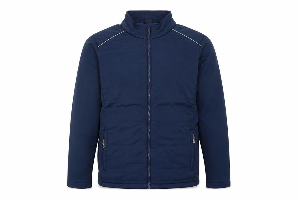 Front view of Trespass men’s blue l softshell full zip activewear jacket