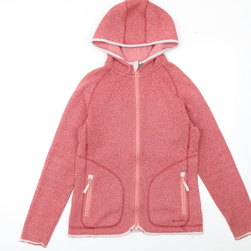 Weird Fish Womens Pink Hooded Full Zip Fleece Jacket Size 10