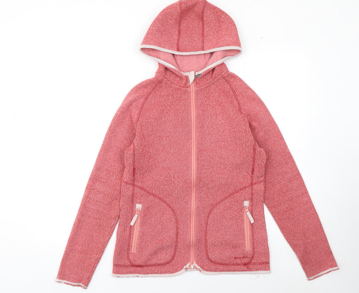 Weird Fish Womens Pink Hooded Full Zip Fleece Jacket Size 10