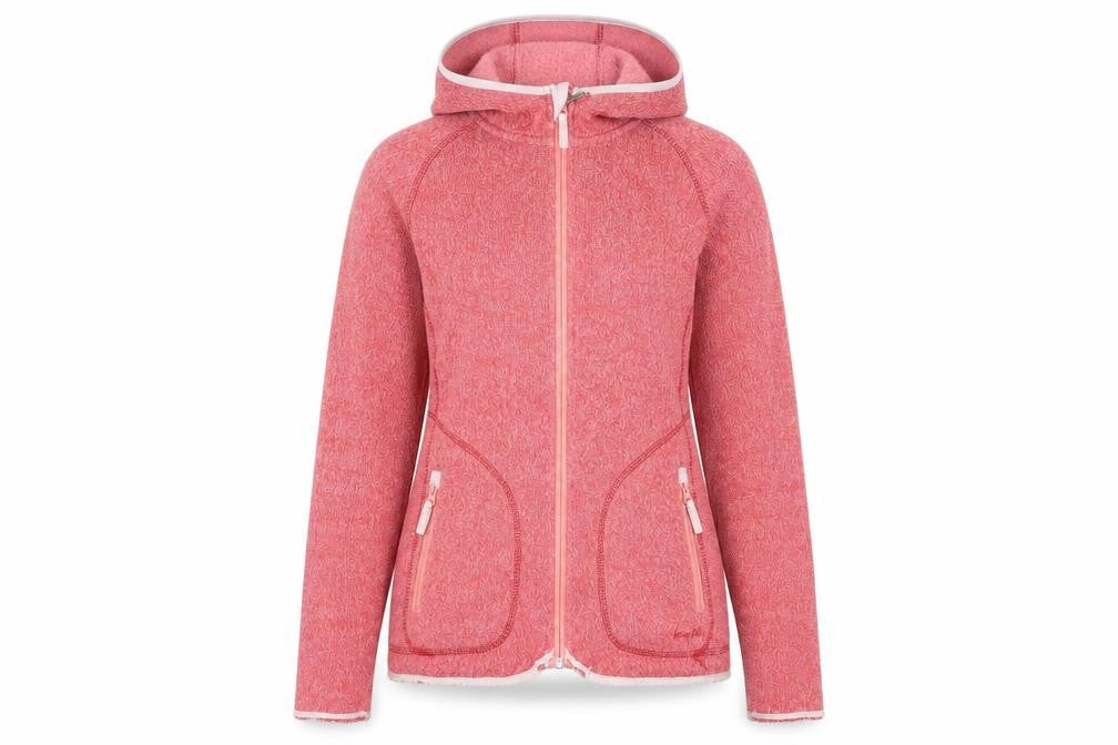 Front view of Weird Fish women’s pink hooded full zip fleece jacket, size UK 10