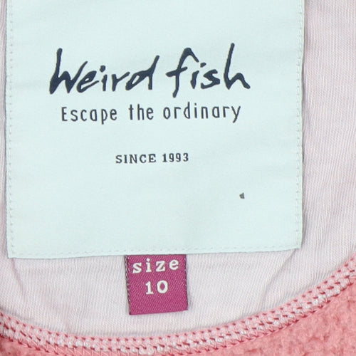 Weird Fish Womens Pink Hooded Full Zip Fleece Jacket Size 10