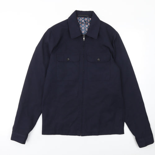 Next Men's Blue XS Cotton Blend Zip-Up Twill Jacket
