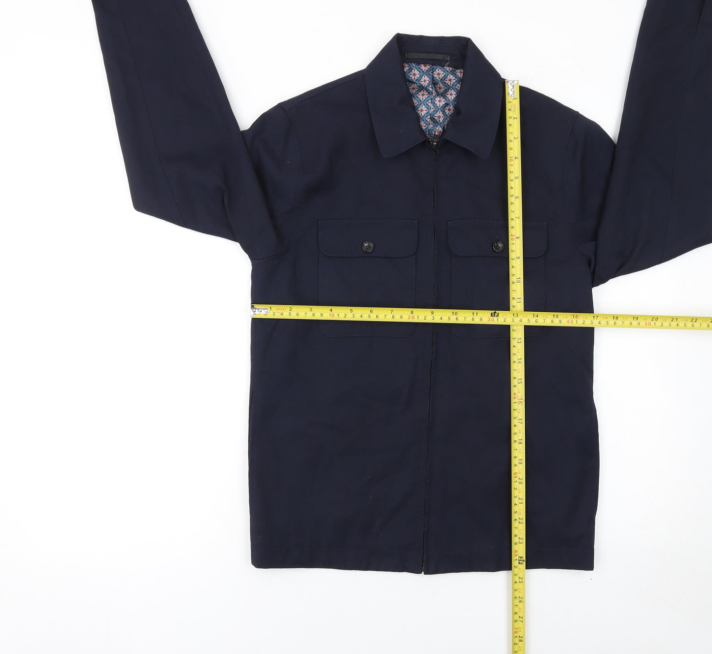 Next Men's Blue XS Cotton Blend Zip-Up Twill Jacket