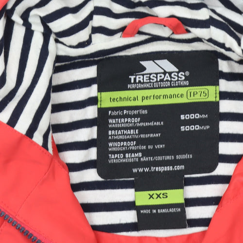 Trespass Womens Red Waterproof Hooded Rain Jacket 2XS
