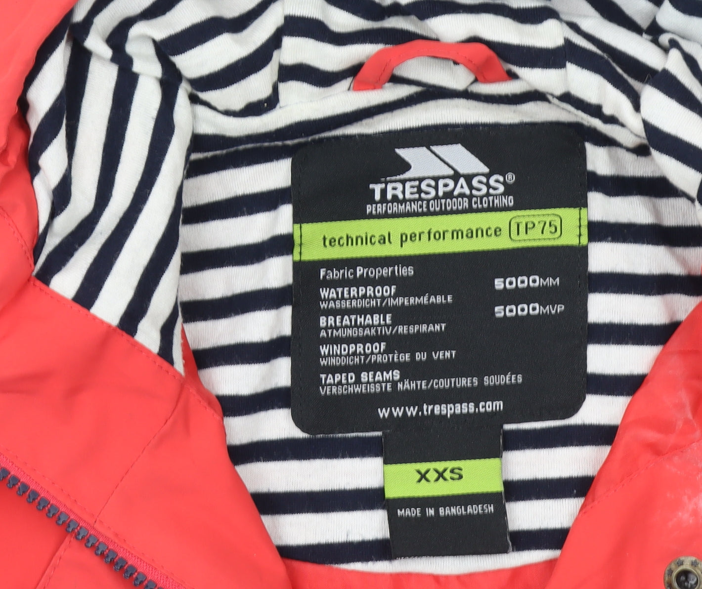 Trespass Womens Red Waterproof Hooded Rain Jacket 2XS