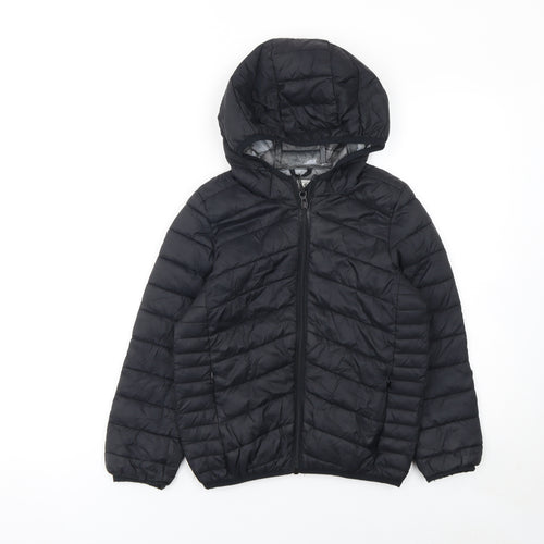 Marks and Spencer Boys Black Hooded Puffer Jacket 7-8 Years