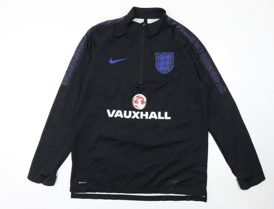 Nike Men's Black England 1/4 Zip Long Sleeve Football Training Top L