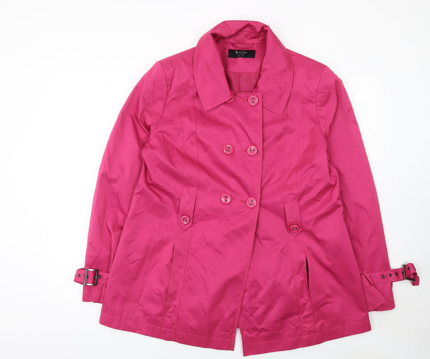 BHS Women’s Pink Trench Coat Size 16 Double Breasted Belted Mid-Length