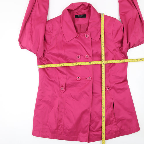 BHS Women’s Pink Trench Coat Size 16 Double Breasted Belted Mid-Length
