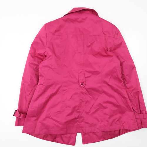 BHS Women’s Pink Trench Coat Size 16 Double Breasted Belted Mid-Length