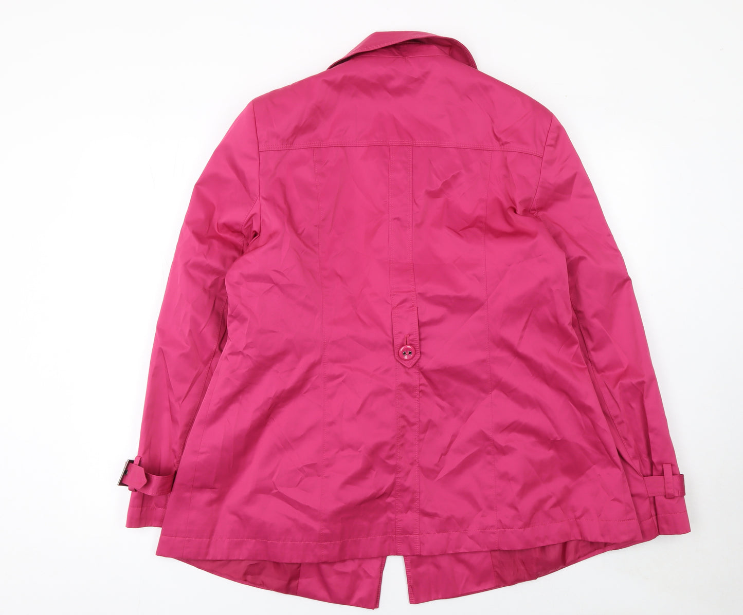 BHS Women’s Pink Trench Coat Size 16 Double Breasted Belted Mid-Length