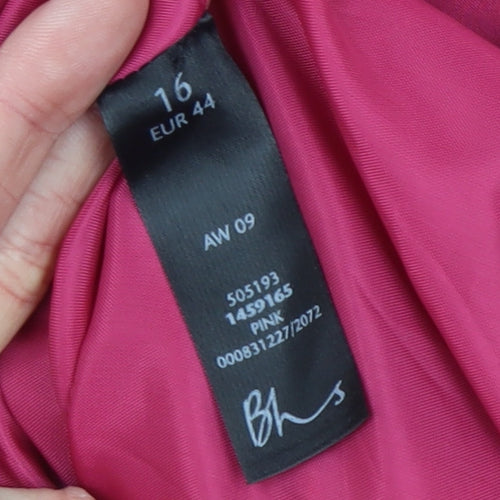 BHS Women’s Pink Trench Coat Size 16 Double Breasted Belted Mid-Length