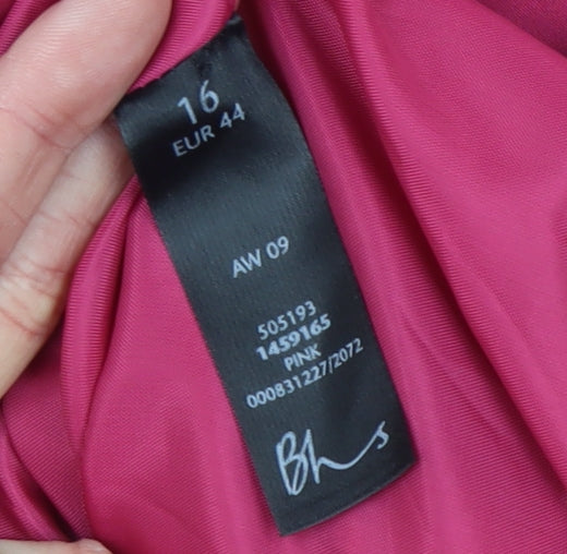 BHS Women’s Pink Trench Coat Size 16 Double Breasted Belted Mid-Length