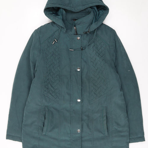 Klass Women’s Green Hooded Mid-Length Parka Coat Size M