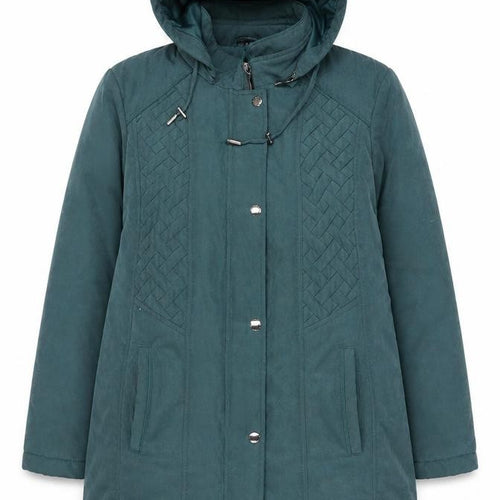 Klass Women’s Green Hooded Mid-Length Parka Coat Size M