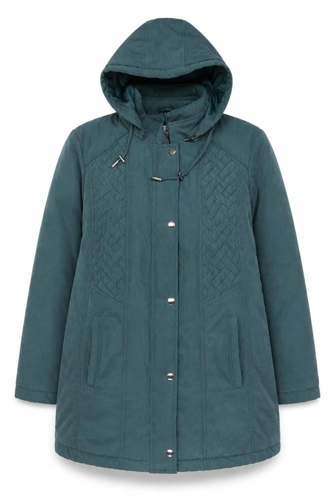 Klass Women’s Green Hooded Mid-Length Parka Coat Size M