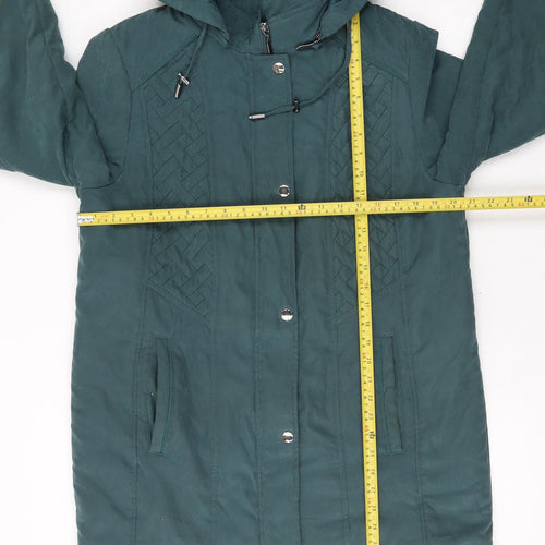 Klass Women’s Green Hooded Mid-Length Parka Coat Size M