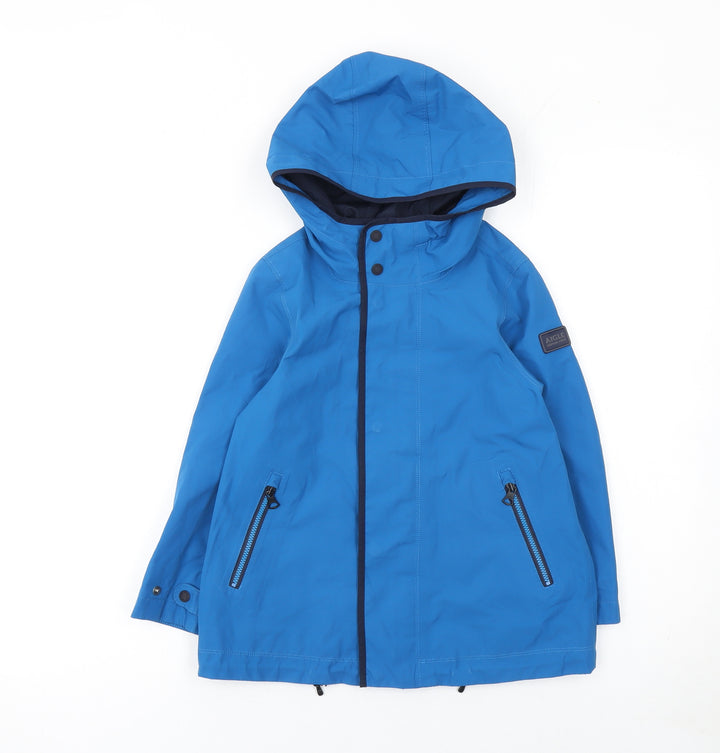 Aigle Boys Blue Waterproof Hooded Rain Coat 6 Years Mid-Length Jacket