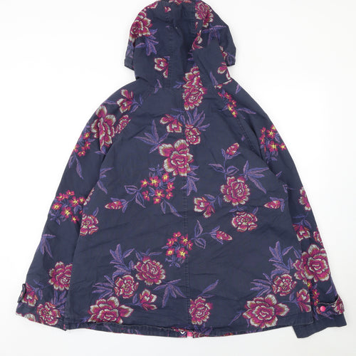 Tu Women's Blue Floral Hooded Rain Jacket Size 14