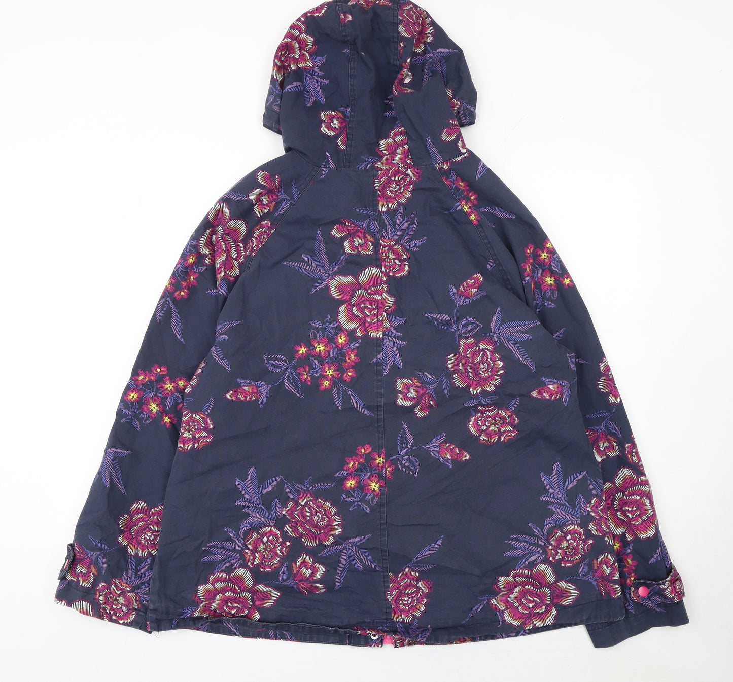 Tu Women's Blue Floral Hooded Rain Jacket Size 14