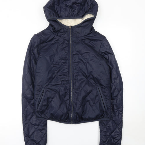 Vero Moda Jeans Women's Blue Quilted Hooded Jacket Size S