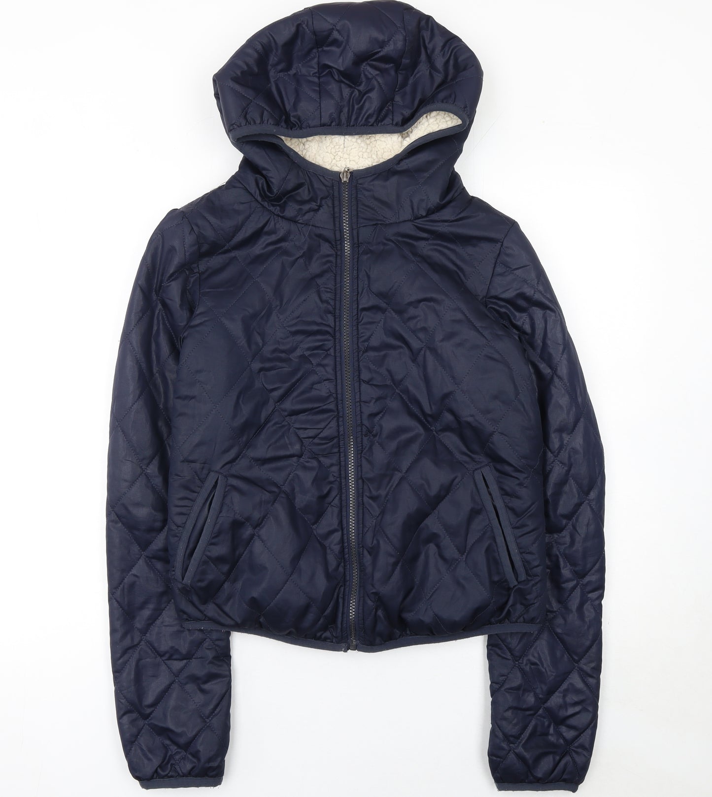 Vero Moda Jeans Women's Blue Quilted Hooded Jacket Size S