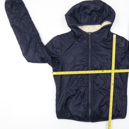 Vero Moda Jeans Women's Blue Quilted Hooded Jacket Size S