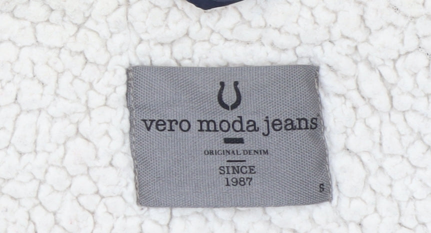 Vero Moda Jeans Women's Blue Quilted Hooded Jacket Size S