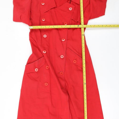 Hanae Mori Vivid Red Women's Long Cotton Trench Coat Size 6