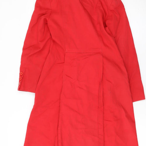 Hanae Mori Vivid Red Women's Long Cotton Trench Coat Size 6
